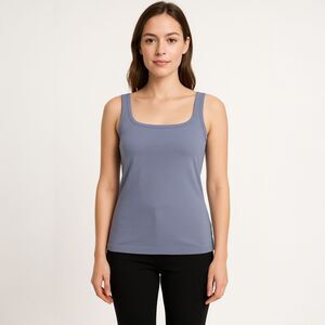 Universal Standard Foundation Square Neck Tank Top Women Blue 4XS (o-00) Cotton